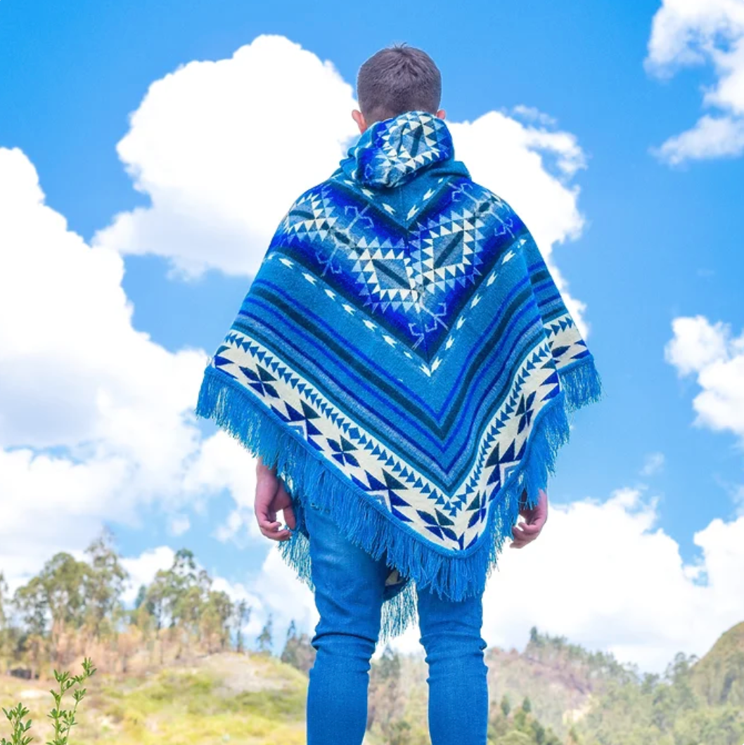 Paccha Diamond Shape Wool Poncho with Hood | Boho Style Ethical – Coco Cumbi